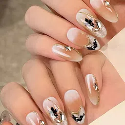 Secret Lives 24-Pcs Cats Eye With 3D Crystal & Leaf Design Nail Art-17
