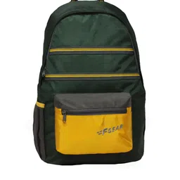 F Gear Unisex Green & Yellow Colourblocked Contrast Detail Backpack-39
