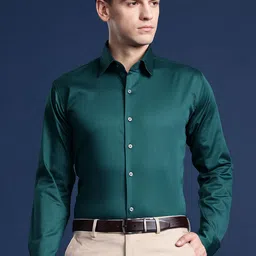 Hancock Men Solid Wrinkle Resistant Stretchable Slim Fit Formal Shirt-image-83