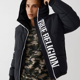 True Religion Men Navy Blue Typography Lightweight Puffer Jacket-image-89