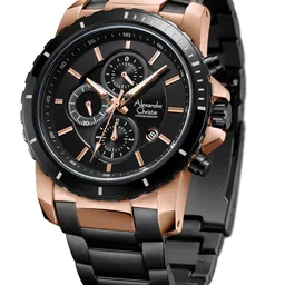 Alexandre Christie Men Black Dial & Black Stainless Steel Bracelet Style Straps Analogue Watch-image-8