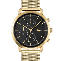 Lacoste Men Black Brass Dial & Gold Toned Stainless Steel Bracelet Style Straps Analogue Multi Function Watch-image-38