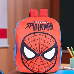 Kuber Industries Kids Marvel The Amazing Spiderman Velvet Backpack-image-27