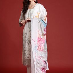 Indo Era Ethnic Motifs Embroidered Thread Work Kurta With Trousers & Dupatta-image-2