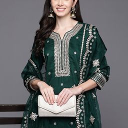 Indo Era Women Ethnic Motifs Embroidered Gotta Patti Kurta with Trousers & Dupatta-picture-11