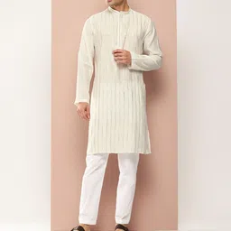 See Designs Embroidered Sequinned Chanderi Silk Kurta with Pyjamas-picture-11