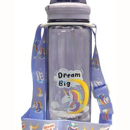 YK Kids Purple Conversational Printed Water Bottle With Straw & Adjustable Strap - 520ml-39
