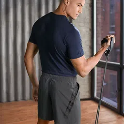 UNDER ARMOUR Men Charcoal Grey Typography Training Woven Graphic Sports Shorts-image-68