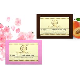Khadi Natural Set of Apricot Scrub & Rosewater Handmade Herbal Soaps-6