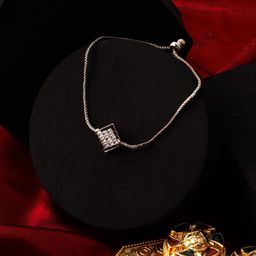 PANASH Silver Plated Artificial Stones Studded Wraparound Rakhi With Roli Chawal-image-95