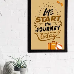 eCraftIndia Beige & Black "Lets Start The Journey Today" Motivational Quote Satin Matt Texture UV Art Painting-image-11