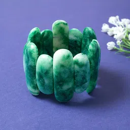 Golden Peacock Women Green Handcrafted Resin Elasticated Bracelet-24
