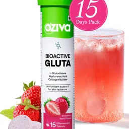 OZiva Bioactive Gluta Fizzy Tablets For Skin Radiance - Strawberry Swirl - 15 Tablets-37