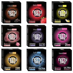 noTTy Boy Set of 9 Ribbed Flavoured Condoms - 3 Pieces In Each Box-image-5