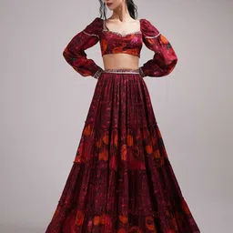 Breathe by Aakanksha Singh Embroidered Sequinned Made to Measure Lehenga With Blouse-picture-14