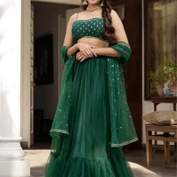 Lavanya The Label Green & Gold-Toned Embroidered Ready to Wear Lehenga & Blouse With Dupatta-picture-26