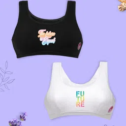 Girls Pack Of 2 Double Layer Premium Cotton Non-Wired Non Padded Beginners Bra DCBRJN7500/xxxs-30