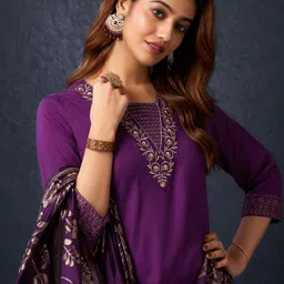 SANISA Women Ethnic Motifs Printed Kurta with Trousers & Dupatta-image-99