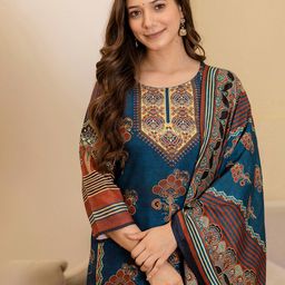 SKYLEE Women Ethnic Motifs Printed Kurta with Trousers & Dupatta-image-21