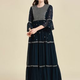 MADHURAM Women Ethnic Motifs Embroidered Bell Sleeves Anarkali Kurta-image-99
