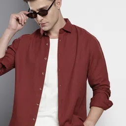 The Indian Garage Co Relaxed Fit Self Design Textured Drop-Shoulder Sleeves Casual Shirt-image-62