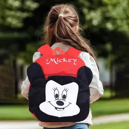 Kuber Industries Kids Cute Mickey soft Graphic Velvet Backpack for picnic school-image-47
