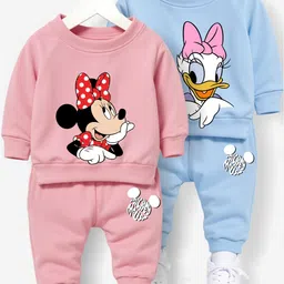 Minicult Kids Pack Of 2 Printed Round Neck Long Sleeves Sweatshirt & Joggers Set-7