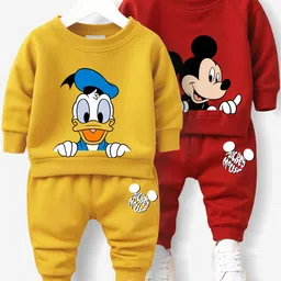 Minicult Kids Pack Of 2 Printed Round Neck Long Sleeves Sweatshirt & Joggers Set-image-14