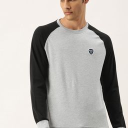 Peter England Casuals Men Grey Melange Contrast Sleeves Sweatshirt-picture-47