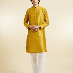Diwas by Manyavar Thread Work Mandarin Collar Straight Kurta With Pyjamas-picture-45