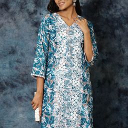 Sangria Floral Printed Chikanakri Embroidered Straight Kurta-picture-52