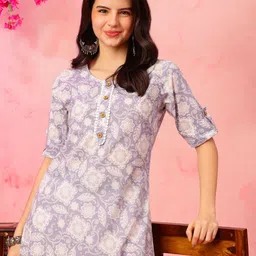 Anouk Rustic Floral Printed Round Neck Cotton Straight Kurta-24