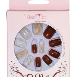 BEROMT Set Of 12 Salon Finish Press On Nail Tip With Application Kit - Shade- BFN691CN-3