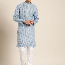 SOJANYA Men Printed Regular Kurta With Churidar-15