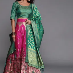 MANVAA Semi-Stitched Lehenga & Unstitched Blouse With Dupatta-picture-37