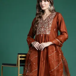 Indo Era Ethnic Motifs Embroidered Kurta with Trousers & Dupatta-picture-30