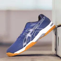 ASICS Men Blue Gel-Courtmov Solid Running Shoes with Perforation Detail-image-75