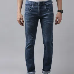VAN HEUSEN DENIM LABS Men Navy Blue Slim Fit Stretchable Jeans-image-90