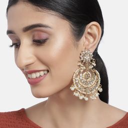 I Jewels Gold Plated Enamelled Crescent Shaped Chandbalis-image-91