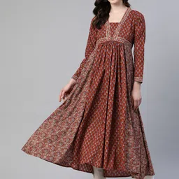Vbuyz Floral Printed Floral Anarkali Pure Cotton Kurta-image-78