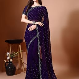 Leelavati Women Embellished Beads and Stones Pure Chiffon Saree-picture-13