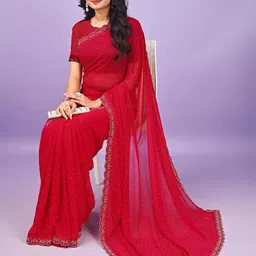 Leelavati Women Embellished Beads and Stones Pure Chiffon Saree-picture-50