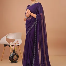 Leelavati Women Embellished Beads and Stones Pure Chiffon Saree-picture-27