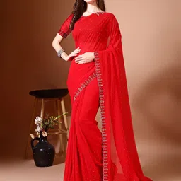 Leelavati Women Embellished Beads and Stones Pure Chiffon Saree-picture-10