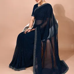 Leelavati Women Embellished Beads and Stones Pure Chiffon Saree-picture-22