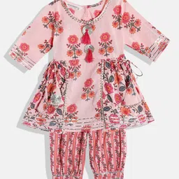 Readiprint Fashions Girls Floral Printed Empire Gotta Patti Pure Cotton Kurti with Salwar-image-24