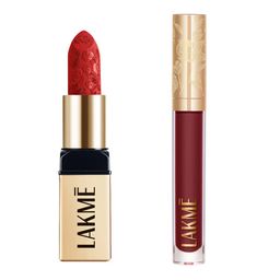 Lakme Set of Rouge Bloom Matte Liquid & Bullet Lipstick - Shade 303 & 209-25
