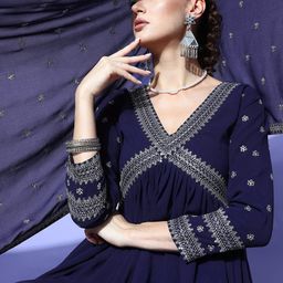 Kvsfab Women Ethnic Motifs Embroidered Sequinned Kurta with Trousers & Dupatta-picture-23