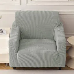 HOUSE OF QUIRK Grey Self Design Jacquard Soft Touching 1 Seater Sofa Cover-83