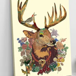 Art Street Cream Abstract Animal Deer Printed Painting Canvas Wall Art-image-29